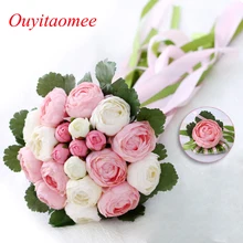 Розы цветы букеты невесты 20 ручной работы Цветы Свадебные аксессуары цветы с лентой Новое поступление свадебный подарок
