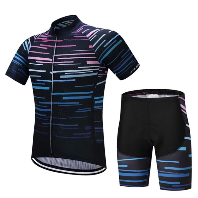 

Summer Cycling Bike Short Sleeve Clothing Set Bicycle Men Jersey Bib Shorts