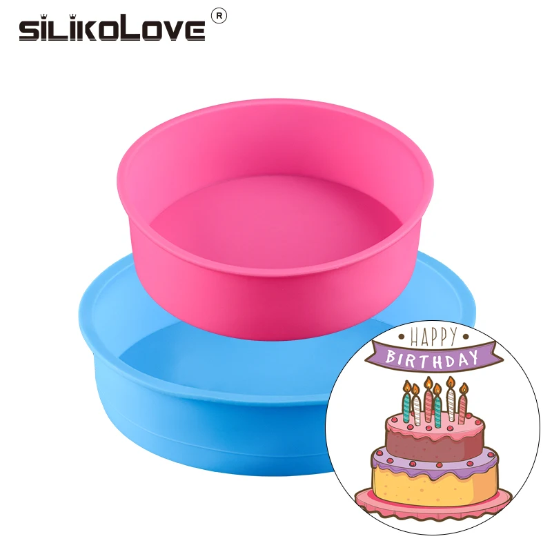 

SILIKOLOVE Round Silicone Mold 2pcs/Set Home Kitchen Dining Pastry tools Layers Mousse Cake Moulds Baking Pan Birthday Cake