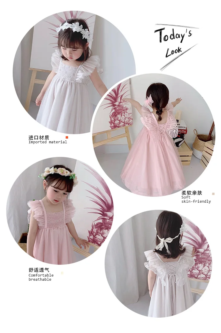Платье с крыльями ангела, платья для маленьких девочек, вечерние платья, вечерние платья, элегантный костюм принцессы