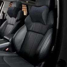 2 шт. Автомобильный подголовник, подушка для шеи, кожаная Автомобильная подушка для шеи, подушка с эффектом памяти, аксессуары для салона автомобиля, черный, красный, бежевый