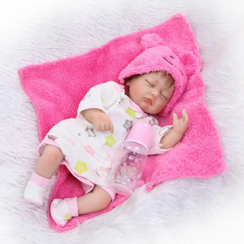 

NPK Cute 17 Inch Soft Silicone Lifelike Reborn Baby Doll Realistic Looking Baby Girl Doll Eyes Closed Xmas Gift