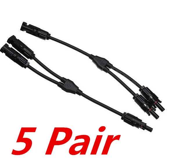 

5 pairs MC4 2 to 1 Y Branch Solar Connector with 4mm2 Cable, IP67 DC 1000V Solar Cable Connector