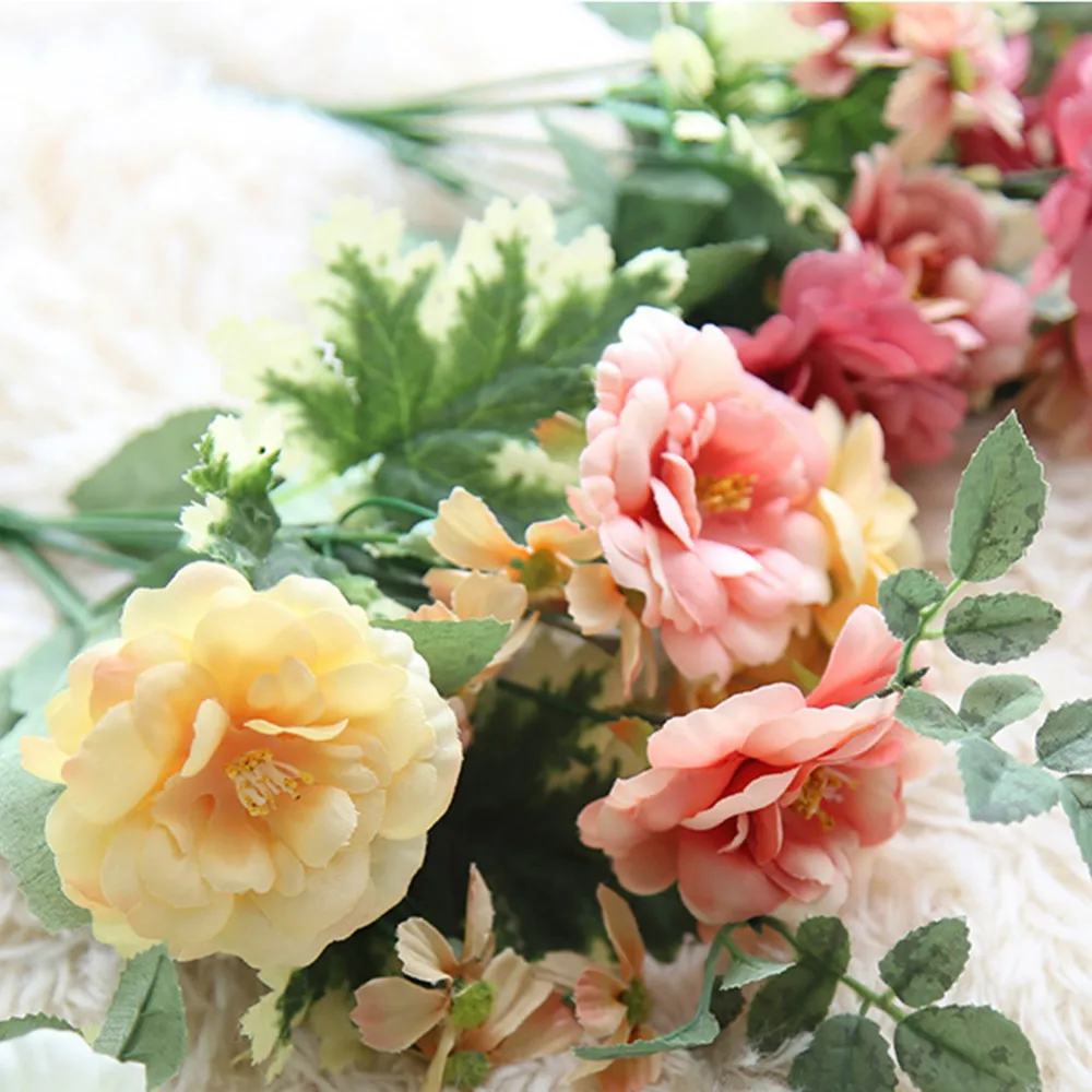 Искусственная чайная роза букет моделирования растений для свадьбы домашний стол Сад брак украшения