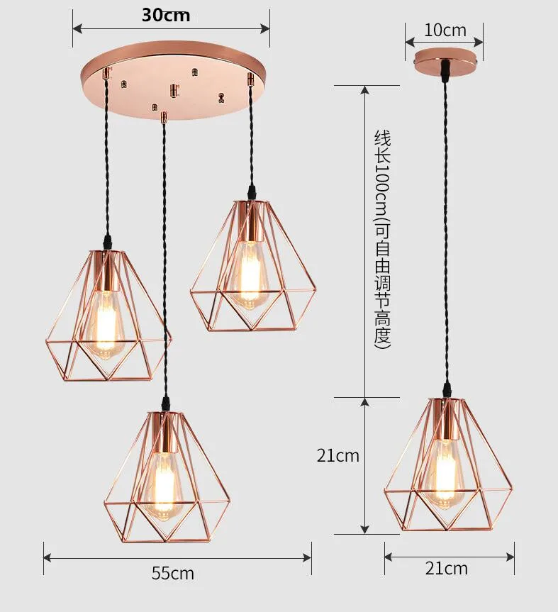 Скандинавские розовые золотые железные клетки светодиодные подвесные светильники Лофт креативный E27 подвесной светильник для гостиной кухни светодиодные люстры домашний декор