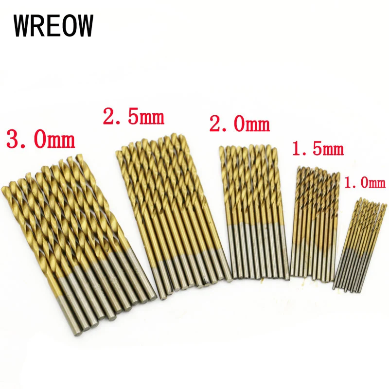 50PCS Mini Twist Drill Bit Sets Micro Round Shank Drill Bits Small