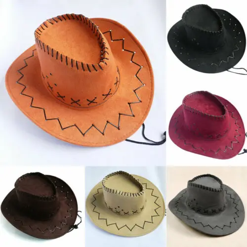 Шерсть фетр западная ковбойская шляпа унисекс для женщин мужчин широкими полями пастушка кос головные уборы деним кепки