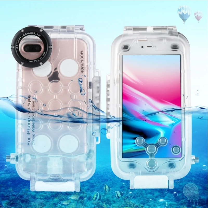 For iPhone 7 Plus Case 40m/130ft Underwater Camera Housing