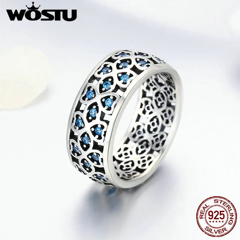 Женские кольца на палец WOSTU из 100% стерлингового серебра 925 пробы с лепестками