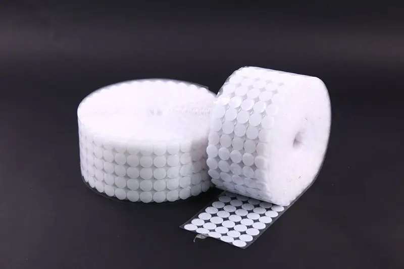 White 15mm 100pair 100 пар Самоклеящиеся Застежки лента 10/15/20/25/30 мм сильный клей точки Стикеры крюк и петля; цвет белый, черный; Круглый Монеты нейлоновая лента - Цвет: White 15mm 100pair