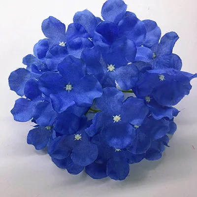 50pcs artificial silk decorative hydrangea heads simulation DIY flower head silk flower for wedding home decoration flower - Цвет: Dark blue