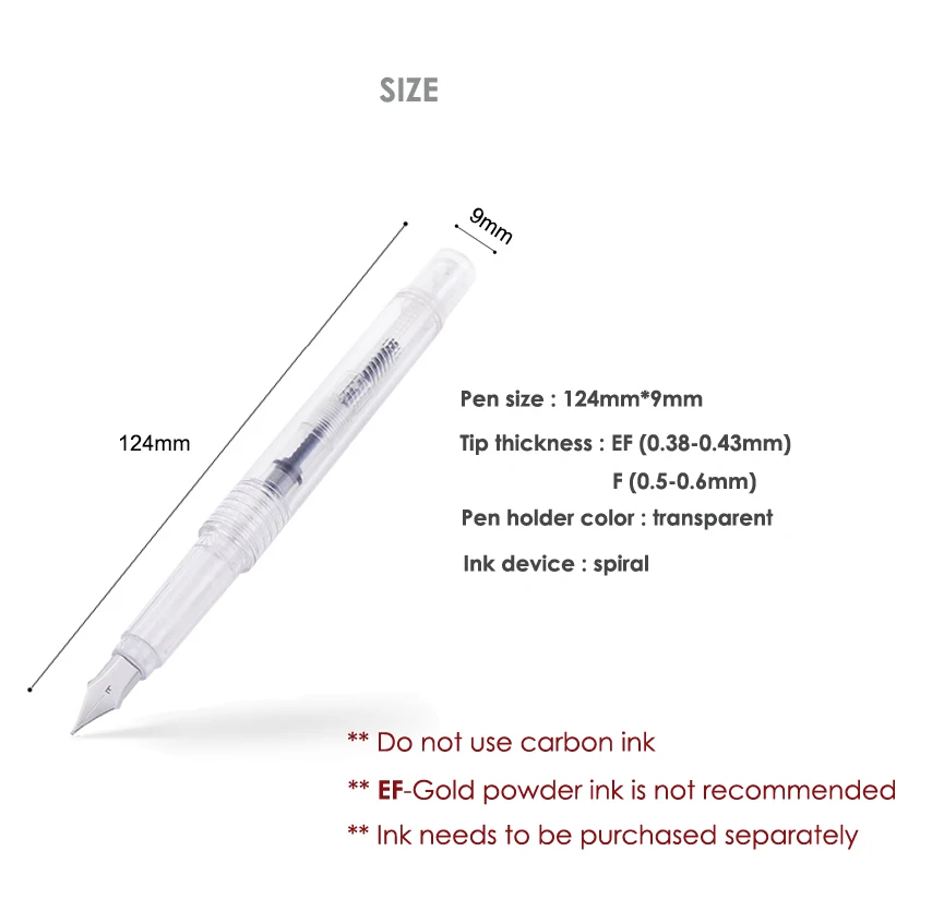 0.38/0.5mm transparent clean fountain pen Art creation painting Font design scrapbook DIY student School supplie F10