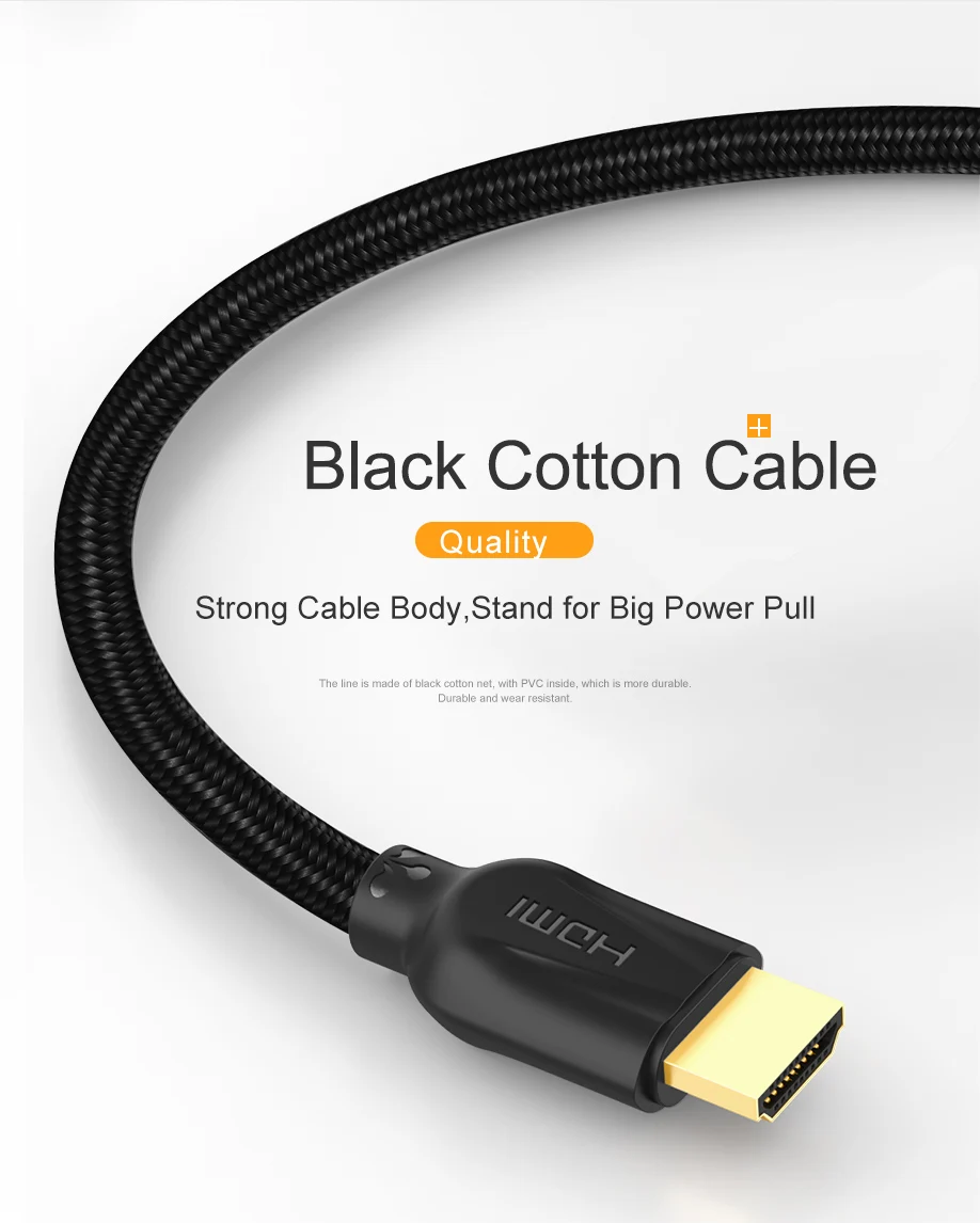 SAMZHE 4K HDMI 2,0 кабель 60 Гц Разрешение 3D Поддержка Хлопок HDMI кабель для ноутбука/tv BOX PS3 подключение к телевизору и большому экрану