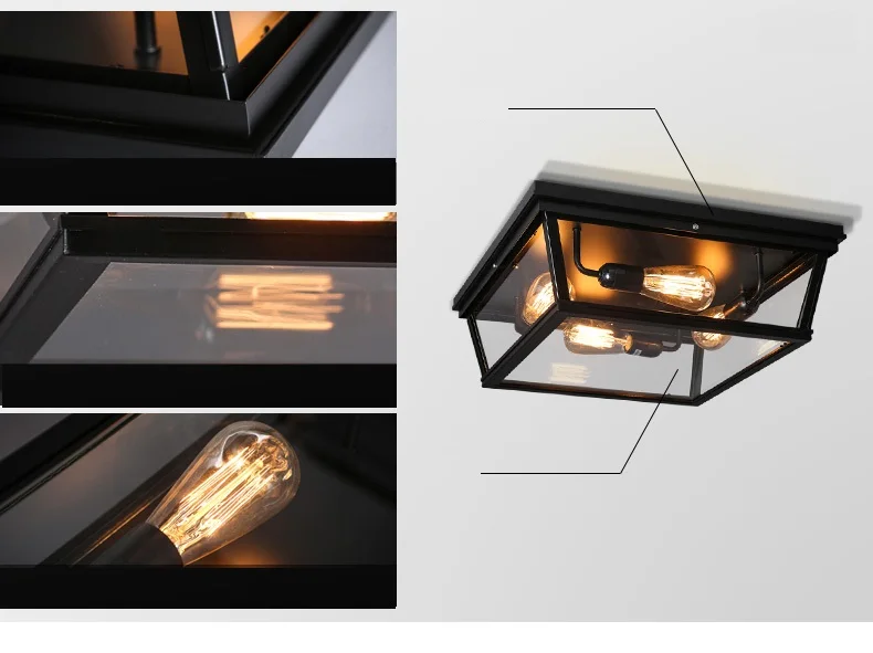 IWHD Led Lampalas De Techo винтажный стеклянный крепеж для потолочных светильников Ретро железные потолочные светильники бар Коридор Спальня плафон