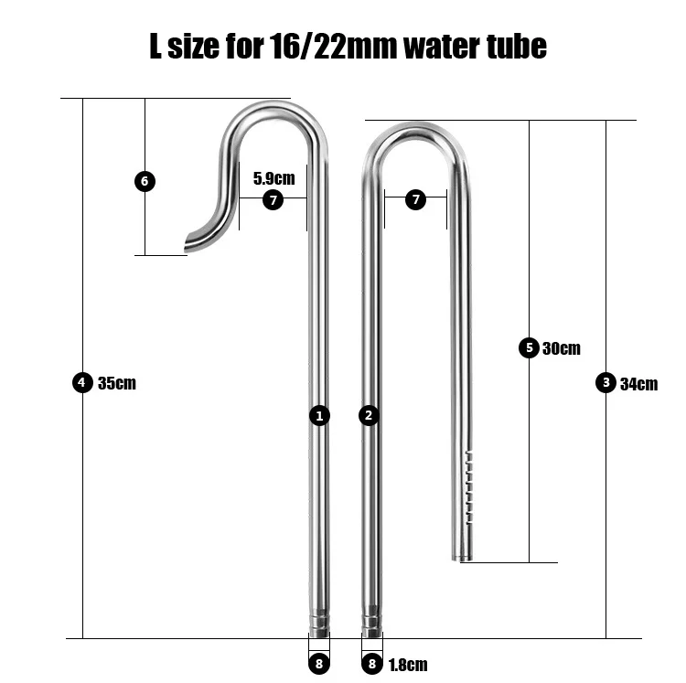Лилия струйная труба качество ada нержавеющая сталь поток оттока фильтр Аксессуар аквариума аквариум 13 мм 17 мм arcylic крюк fix держатель - Цвет: 17mm in 17mm out