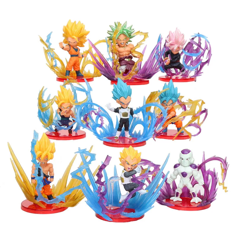 9 шт./компл. Dragon Ball Super Burst Rose Black Goku Blue God Vegetto Broly фигурка freeza Brinquedos игрушки фигурные куклы