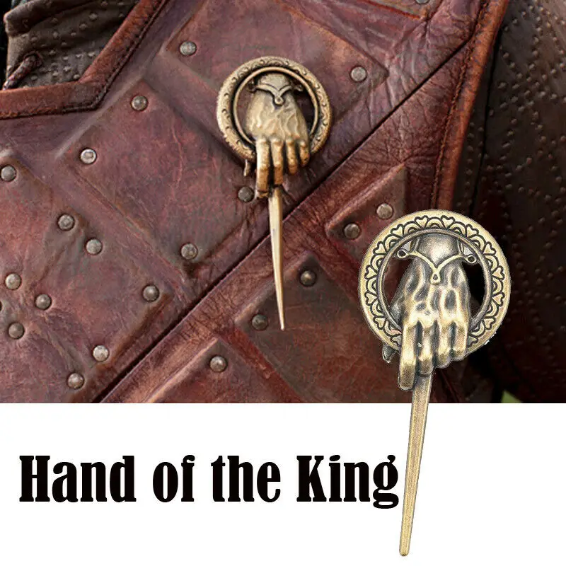 1pc Hot Sale Inspired Alloy Pin Brooch Bronze for Game of Thrones Vintage Pewter Bronze Hand of the King Brooch Pin Unisex