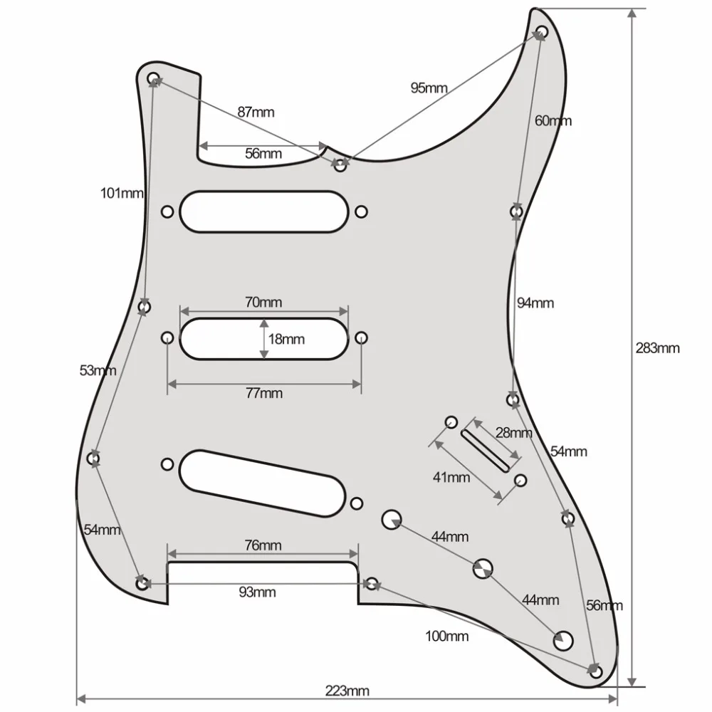 FLEOR 11 отверстий Мексиканская/Американская Стандартная Гитара Pickguard скретч пластина SSS матовый черный 1Ply для Strat аксессуары для гитары