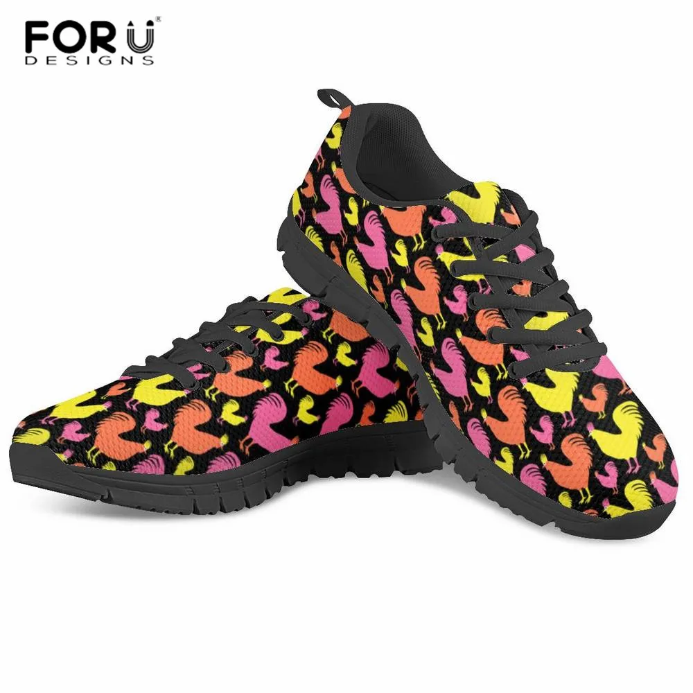 FORUDESIGNS/женские дышащие кроссовки с принтом курицы; женские повседневные туфли на плоской подошве; прогулочная обувь для улицы - Цвет: Z4761BAQ