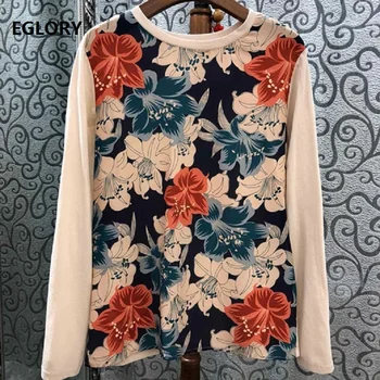 

Tops Fashion Blouses 2019 Spring Summer Silk Tops Blouse Women Vintage Floral Print Long Sleeve Shirt Blouse Female Blusas Moda