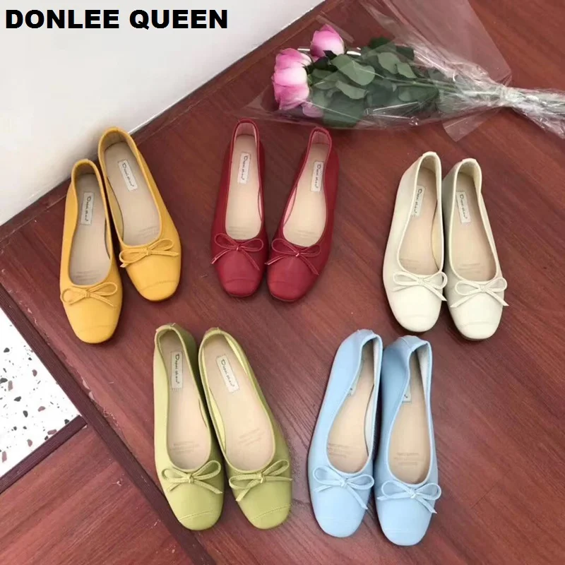 

2019 Fashion Candy Color Flats Shoes Women Flat Ballerina Casual Slip On Soft Moccasin Round Toe Shallow Boat Shoe zapatos mujer