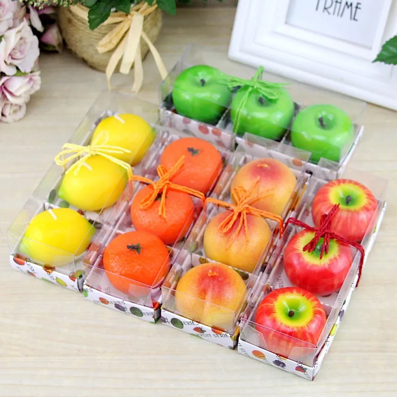 

3Pcs/Set Fruit Candles Apple Orange Lemon Shaped Scented Birthday Weddings Candles Romantic Party Decoration Christmas New Year
