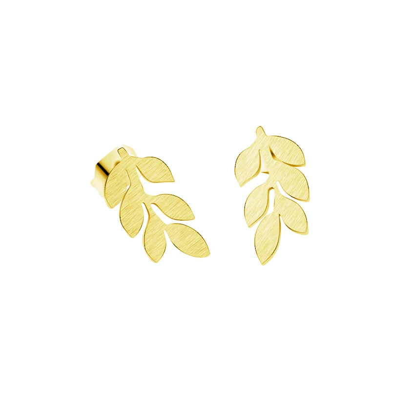 DIANSHANGKAITUOZHE Gold Silver Vintage Leaf Stud Earrings for Women Men Bijoux Stainless Steel Brincos De Festa Trendy Jewelry