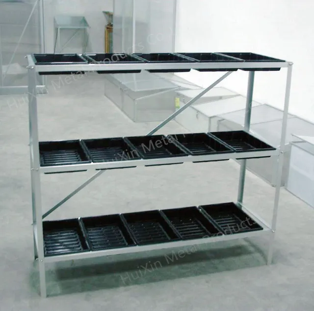 Buy 3 Tier portable Aluminium frame seed tray metal shelf greenhouse staging