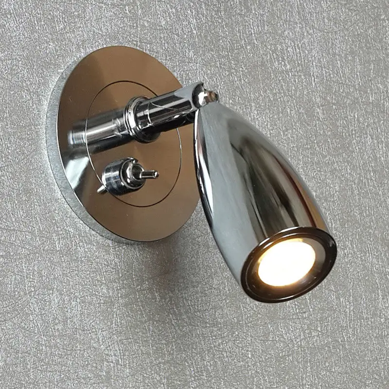 

Topoch Recessed Reading Lamps Driver Conceal in Wall Switch on-off 3W CREE LED Directional Head Soft Light without Glare Chrome