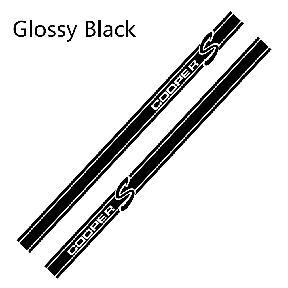 2pcs Car Styling Door Side Skirt Stripes Decal Stickers For MINI Cooper S R50 R53 R55 R56 F56 F57 F60 Countryman Car Accessories - Название цвета: Black