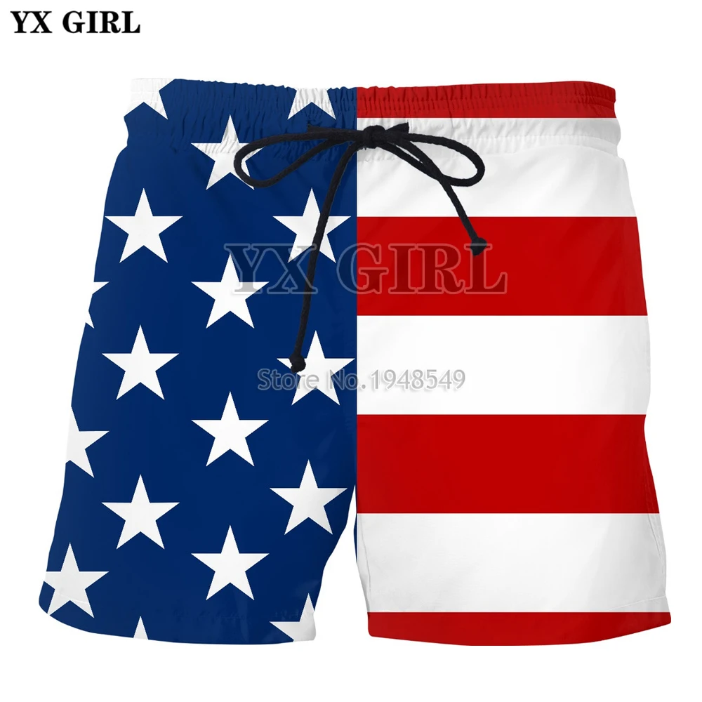 

YX GIRL Drop shipping 2018 Summer New Style Mens shorts American flag 3D Printed Men/Women casual shorts