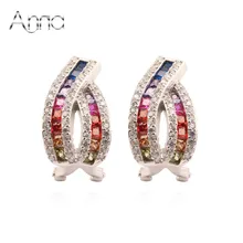 A & N Bohemia 925 Pendientes de Plata Esterlina Con Rainbow Austria Crystal Bridal Party Mujeres Accesorios de Joyería de Moda