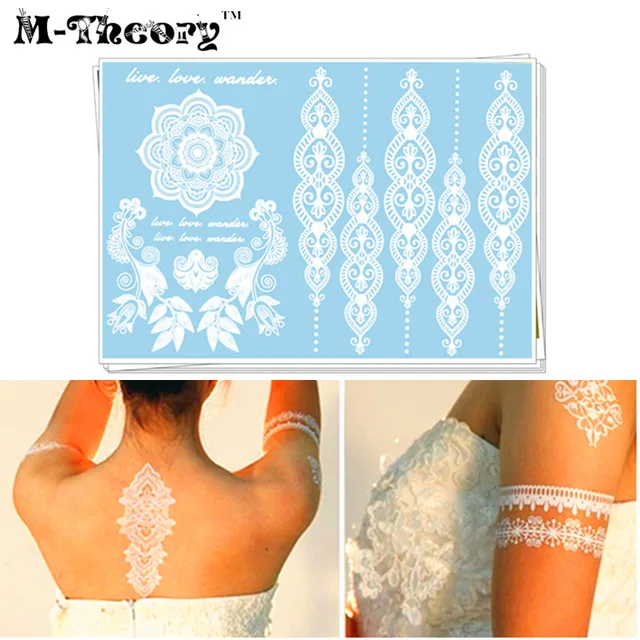 M-Theory Wedding Bride Temporary 3D Makeup Tattoos Body Arts White Lace Flash Tatoos Sticker Tatto Swimsuit Bridal Makeup Tools M-Theory Wedding Bride Temporary 3D Makeup Tattoos Body Arts White Lace Flash Tatoos Sticker Tatto Swimsuit Bridal Makeup Tools