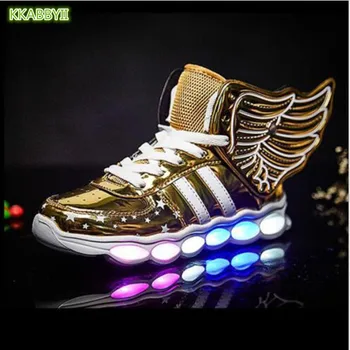 

2018 New USB Charging Wing Led Children Shoes With Light UP Kids Casual Boys Girls Sneakers Glowing Shoe EU Size 25-36