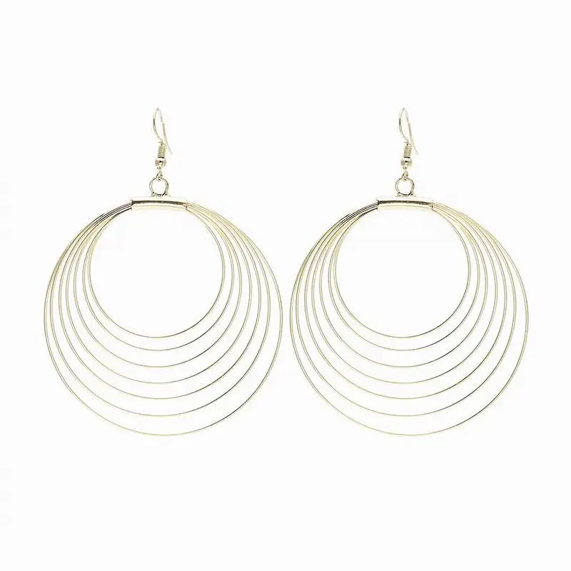 

KobitAce Multilayer Oversize Big Round Hoop Earrings For Women Bohemia Fashion Retro Circle pendants earrings party's jewelr