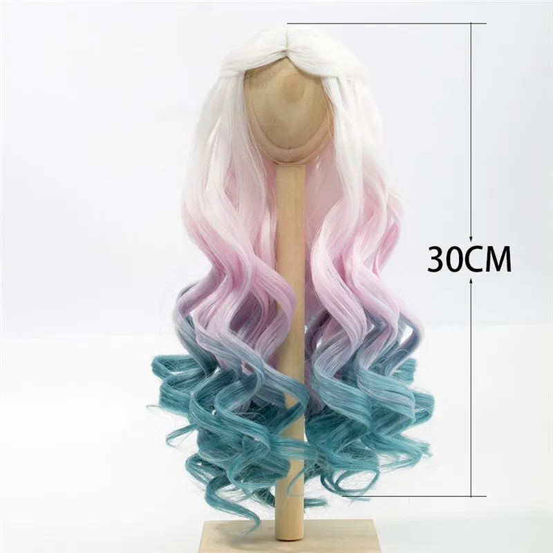 1/4 1/3 BJD/SD кукольный парик волосы высокая температура волокна длинные волны Белый Розовый Синий Зеленый цвет Омбре парики для BJD/SD куклы