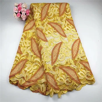

African Guipure lace very neat embroidery Nigerian cord lace fabric with stones beads 2019 high quality 5 yards dress hs14-39