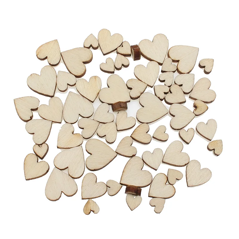 

100pcs Natural Madera Scrapbooking Wooden Slices Laser Cut Wooden Embellishments For Crafts Decoration Diy Wooden Ornaments