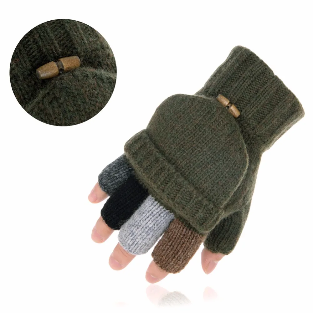 Maylisacc шерстяной вязаный загнуть перчатки зимние теплые варежки перчатки-варежки зима без пальцев Половина-палец для перчатки унисекс