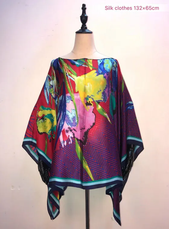 Африканская одежда для женщин, размер 132 см, ширина x 65 см, длина, Шелковый летний топ с принтом 2019, популярный пляжный Шелковый топ для