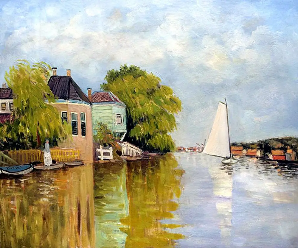 Дома на Achterzaan Claude Monet живопись ручной работы пейзаж картина маслом домашнее декоративное художественное полотно для гостиной Безрамное