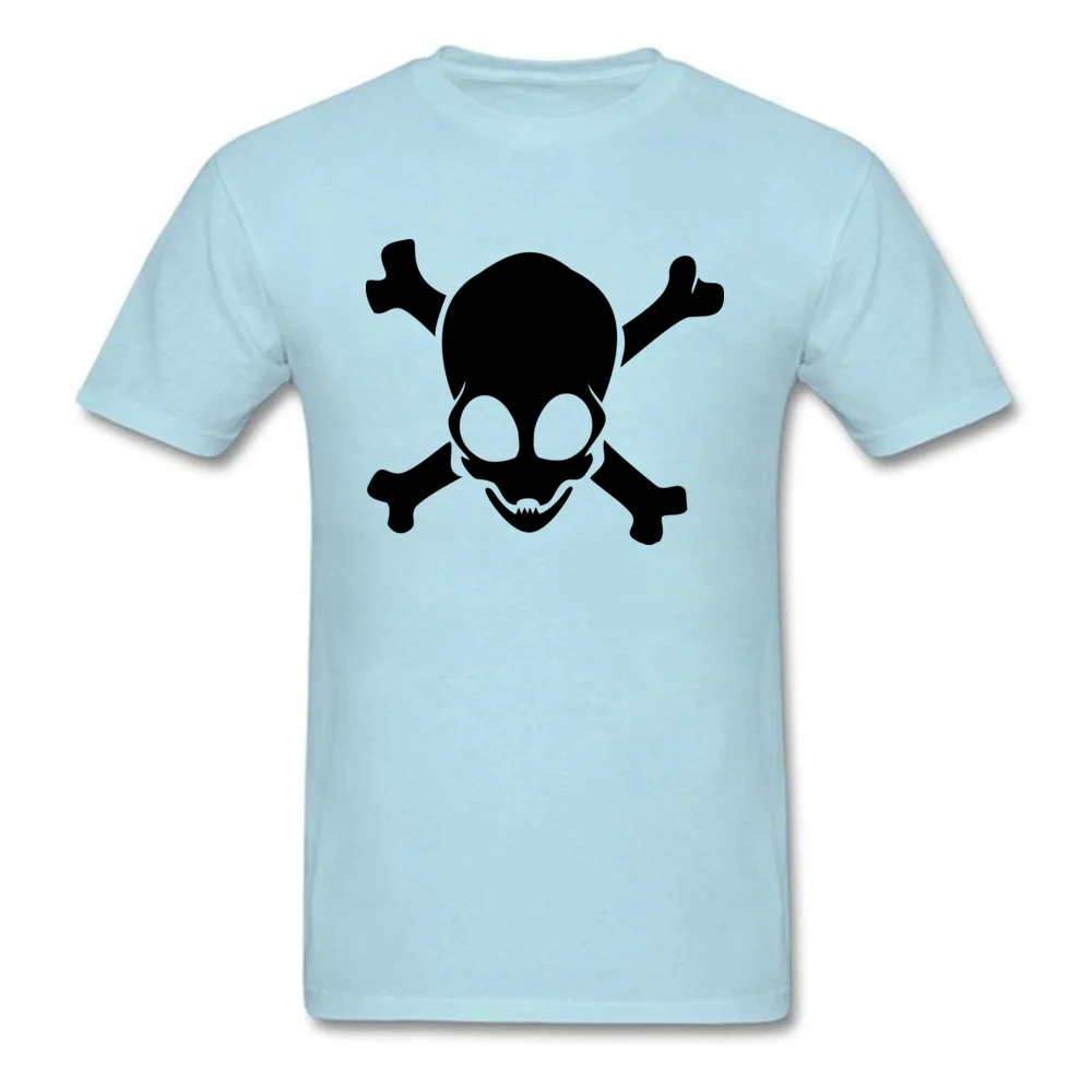  Men Top T-shirts Alien Crossbones Gift Tees Cotton Fabric Round Collar Short Sleeve Simple Style Tees Summer Fall Alien Crossbones light