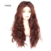 VNICE богатый медный красный синтетический парик фронта шнурка темно-Обурн Длинный свободный парик с крупными волнами Термостойкое волокно полный парик для женщин 33