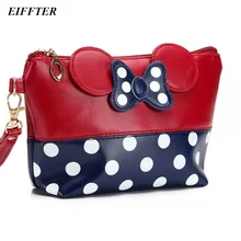 EIFFTER Women Makeup Bag 2016 New Fashion Professional Cartoon Cosmetic Bag Case Travel Storage Bag Bowknot Dot Makeup Case