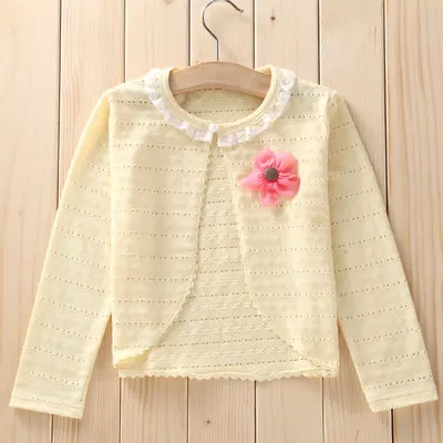 Corsage Yellow Тонкий хлопковый Кардиган для девочек, кардиган с длинными рукавами для девочек, От 2 до 8 лет, топ, одежда для девочек, Свитера Летняя трикотажная детская верхняя одежда, куртка - Цвет: Corsage Yellow