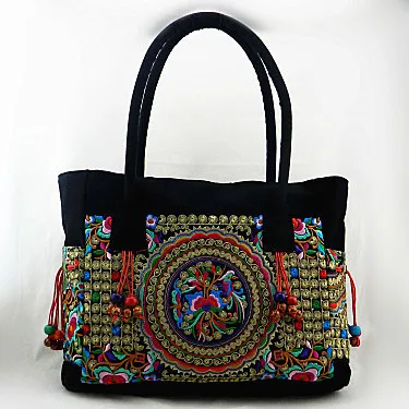 

Fashion Multi Embroidery Women Casual Tote!Nice Vintage Floral Embroidered Lady Shoulder&Handbags National Tassel Flap Carrier
