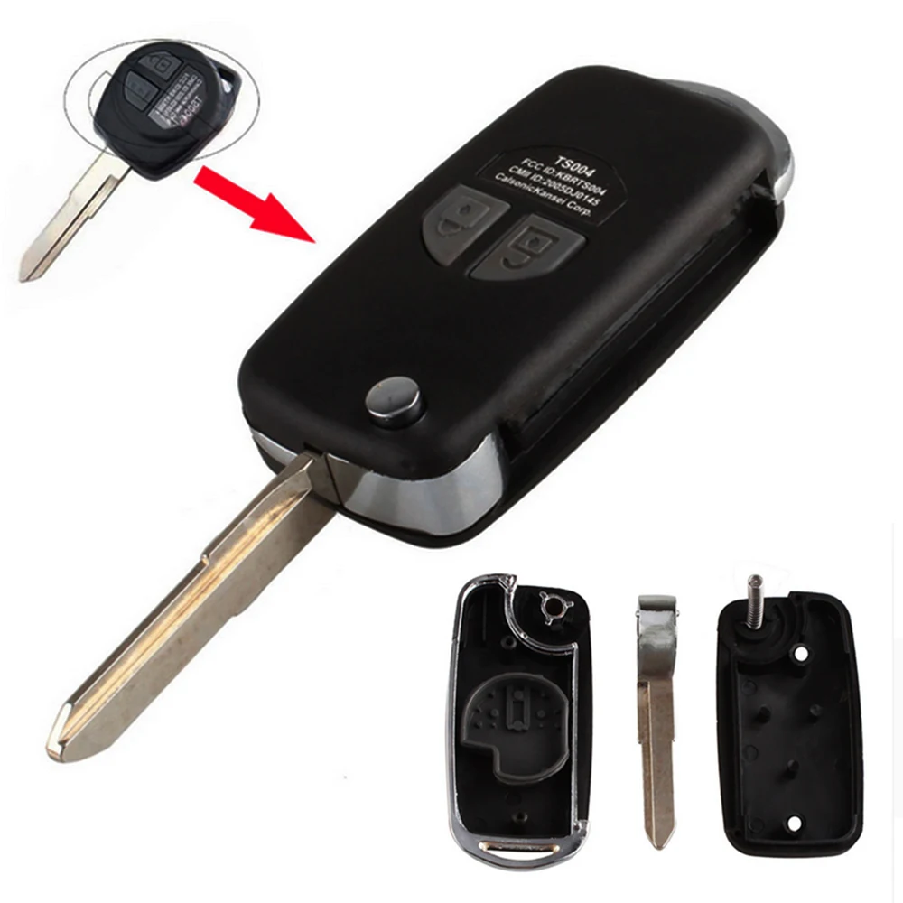 

JEAZEA 2 Buttons Black Flip Folding Remote Car Key Fob Case Shell For Suzuki Swift SX4 1998 - 2001 2007 2008 2009 2010 2011