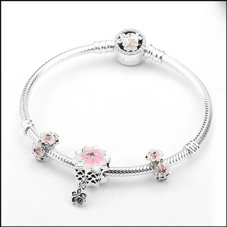

Original 925 Sterling Silver A complete set Bracelet Poetic Blooms Pandora Bracelet Bangle Fit Women Bead Charm DIY Jewelry