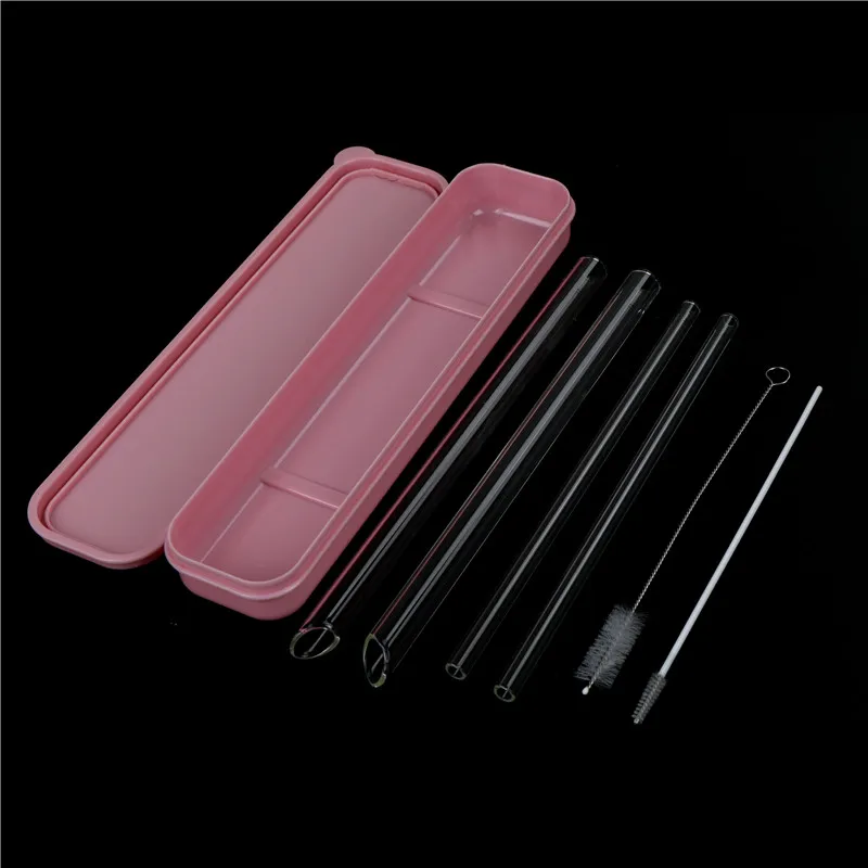 

4 PCS Resistant Glass Water Drinking Straws with Brush and Box Reusable Clear Heat and Temperature