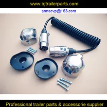 Буксировка прицепов витой кабель, спиральный кабель, спиральный кабель, 3 м, 7 pin 12 V alu. Заглушки для прицепа и 2 гнезда, запчасти для прицепа